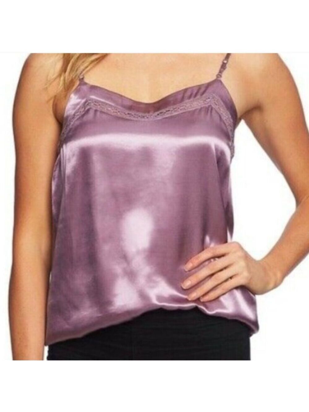 NWT 1 State Silky Lilac Cami Top Size XXL Crochet Trim